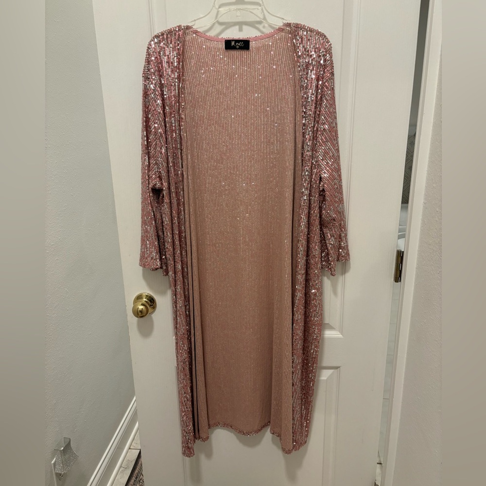 Meritt rose gold/pink sequin cardigan size 2X